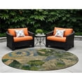 thumbnail image 1 of HomeRoots 562790 8 ft. Round Taupe Blue & Green Round Floral Washable Non Skid Indoor Outdoor Machine Woven Area Rug, 1 of 1