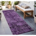 thumbnail image 1 of HomeRoots 563143 8 ft. Runner Purple Abstract Washable Non Skid Indoor Outdoor Runner Machine Woven Rug, 1 of 1