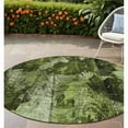 thumbnail image 1 of HomeRoots 563174 8 ft. Round Green Round Floral Washable Non Skid Indoor Outdoor Machine Woven Area Rug, 1 of 1