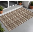 thumbnail image 1 of HomeRoots 563340 2 x 3 ft. Chocolate & Ivory Plaid Washable Non Skid Indoor Outdoor Rectangle Machine Woven Area Rug, 1 of 1