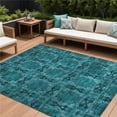 thumbnail image 1 of HomeRoots 563482 9 x 12 ft. Teal Floral Medallion Washable Non Skid Indoor Outdoor Rectangle Machine Woven Area Rug, 1 of 1