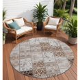 thumbnail image 1 of HomeRoots 563525 8 ft. Round Taupe & Ivory Round Patchwork Washable Non Skid Indoor Outdoor Machine Woven Area Rug, 1 of 1