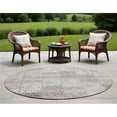 thumbnail image 1 of HomeRoots 563579 8 ft. Round Taupe & Ivory Round Patchwork Washable Non Skid Indoor Outdoor Machine Woven Area Rug, 1 of 1