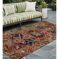 thumbnail image 1 of HomeRoots 563782 8 ft. Runner Red Orange & Blue Oriental Washable Non Skid Indoor Outdoor Runner Machine Woven Rug, 1 of 1