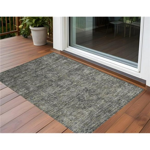 HomeRoots 563820 3 x 5 ft. Brown & Black Oriental Washable Non Skid Indoor Outdoor Rectangle Machine Woven Area Rug
