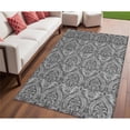 thumbnail image 1 of HomeRoots 563875 5 x 8 ft. Gray Damask Washable Non Skid Indoor Outdoor Rectangle Machine Woven Area Rug, 1 of 1