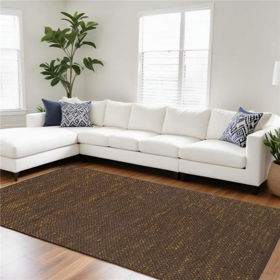 HomeRoots 565163 9 x 12 ft. Brown Damask Hand Woven Rectangle Area Rug