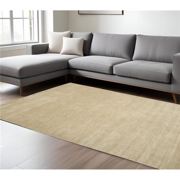 HomeRoots 570641 10 x 14 ft. Ivory Wool Hand Woven Rectangle Area Rug