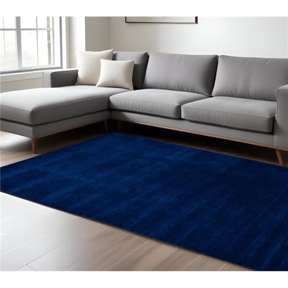 HomeRoots 570652 9 x 12 ft. Navy Blue Wool Hand Woven Rectangle Area Rug