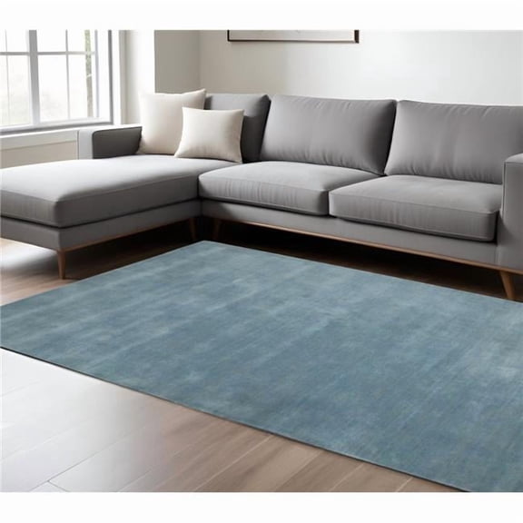 HomeRoots 570658 9 x 12 ft. Wool Hand Woven Rectangle Area Rug, Light Blue