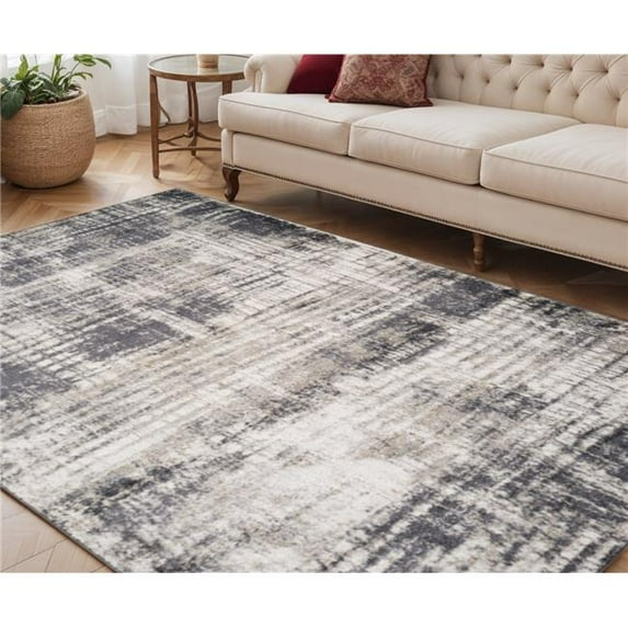 HomeRoots 570983 5 x 8 ft. Gray & Ivory Abstract Rectangle Area Rug