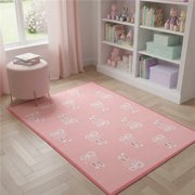 4 X 5 Ivory And Pink Ballet Slipper Youthful Washable Area Rug