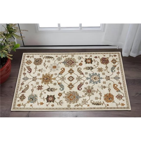 HomeRoots 575963 3 x 5 ft. Oriental Area Rug - Ivory Gray & Orange