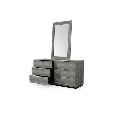 59" Grey Solid And Manufactured Wood Six Drawer Double Dresser