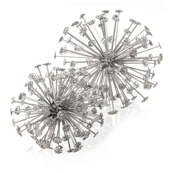 HomeRoots 354790 6.5 x 6.5 x 6.5 in. Starburst Spheres, Silver - Set of 2
