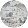 thumbnail image 1 of 6' Ivory Blue And Pink Round Abstract Stain Resistant Area Rug, 1 of 5