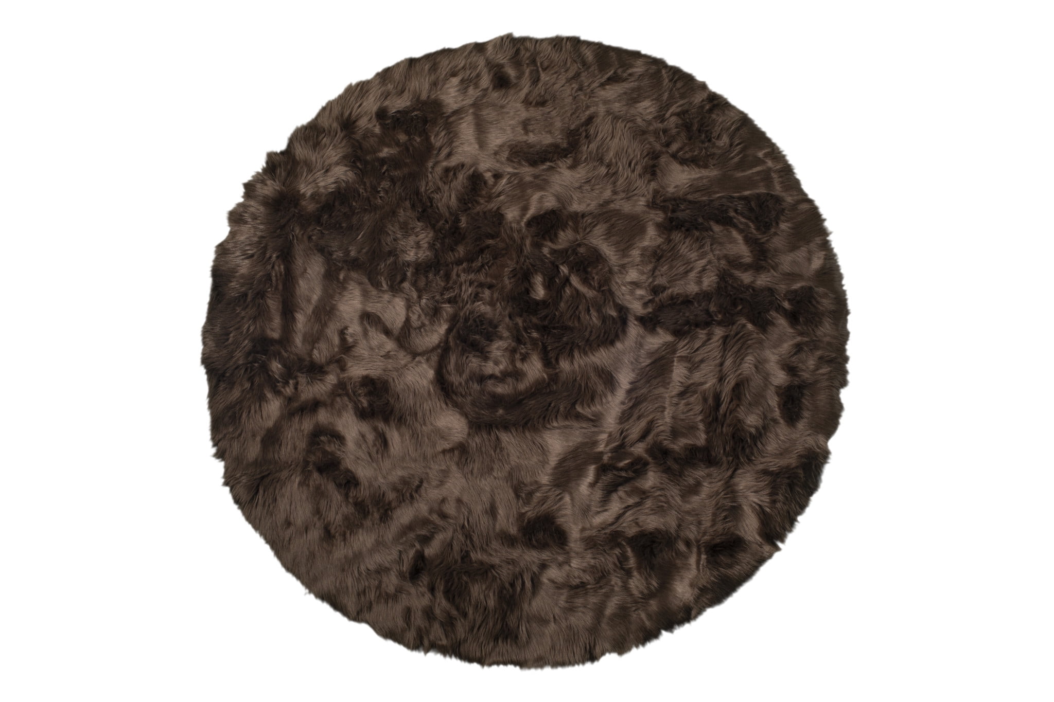 6 X 6 chocolate Round Faux Fur Washable Non Skid Area Rug