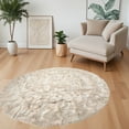 thumbnail image 1 of 6' X 6' Ombre Tan Round Faux Fur Washable Non Skid Area Rug, 1 of 5