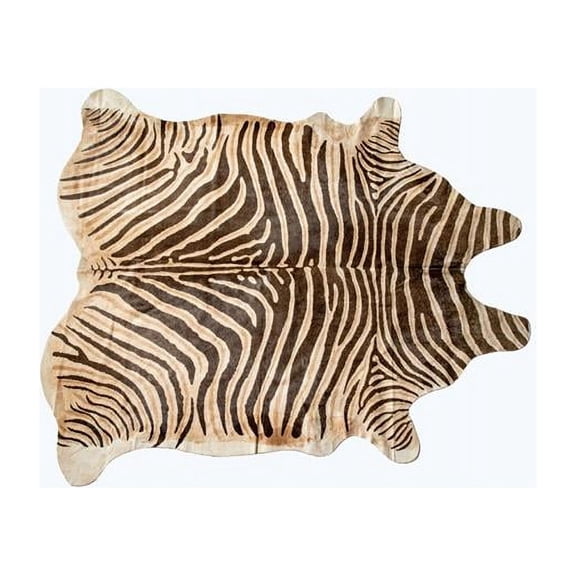6' X 7' Zebra Chocolate And Natural Cowhide Handmade Area Rug