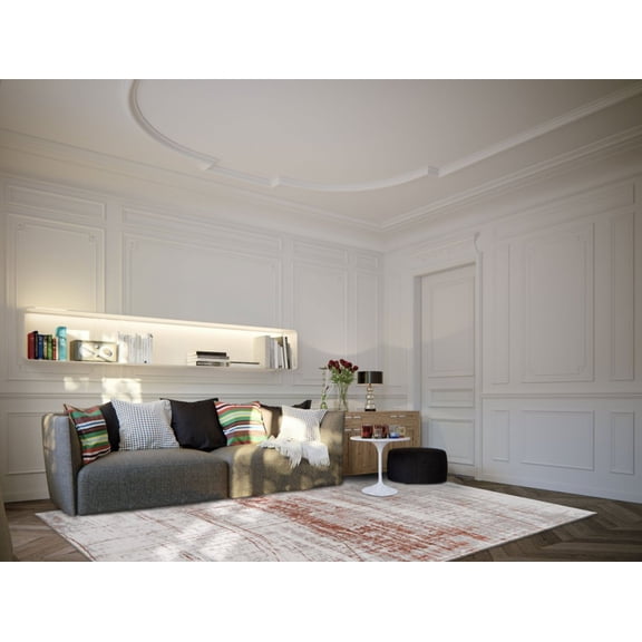 HomeRoots 6' X 8' Gray And Yellow Abstract Non Skid Area Rug