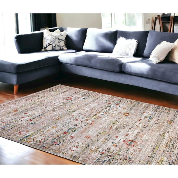HomeRoots 6' X 8' White Oriental Non Skid Area Rug