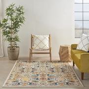 6 X 9 Ivory Floral Power Loom Area Rug