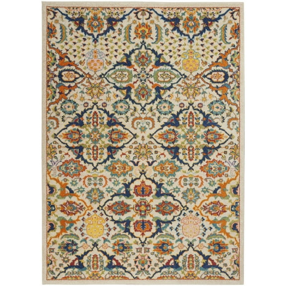 HomeRoots 6' X 9' Ivory Floral Power Loom Area Rug
