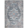 thumbnail image 1 of 6' X 9' Light Blue And Orange Medallion Distressed Washable Area Rug, 1 of 6