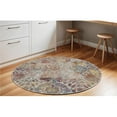 thumbnail image 1 of HomeRoots  6 ft. Floral Distressed Non Skid Round Rug, Ivory, Gray & Orange, 1 of 1