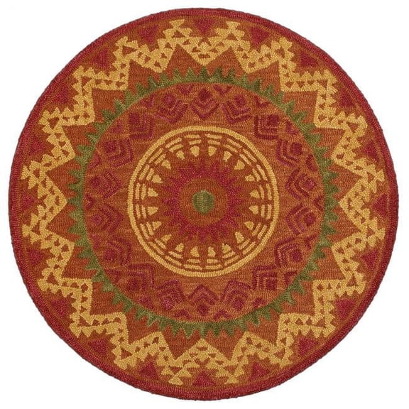 HomeRoots 6 ft. Round Orange Decorative Area Rug - Orange - 6'