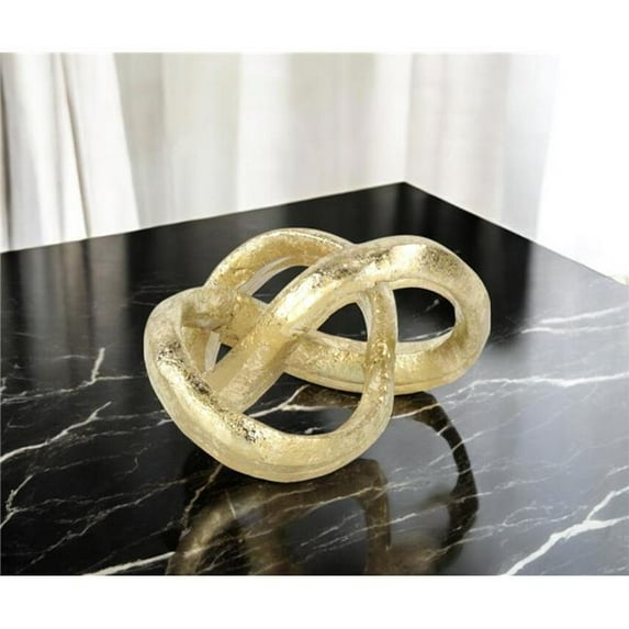 HomeRoots 571106 6 in. Gold Cast Iron Modern Abstract Infinity Knot Tabletop Sculpture