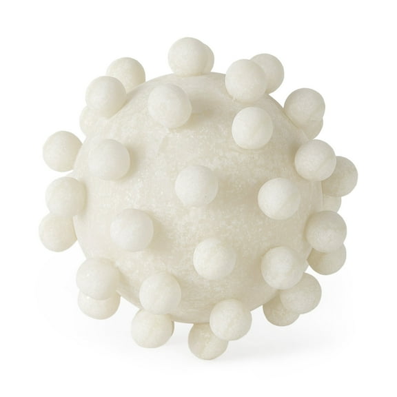 HomeRoots 392545 6 in. Knobby Nubs Resin Sphere Decor, Ivory & White