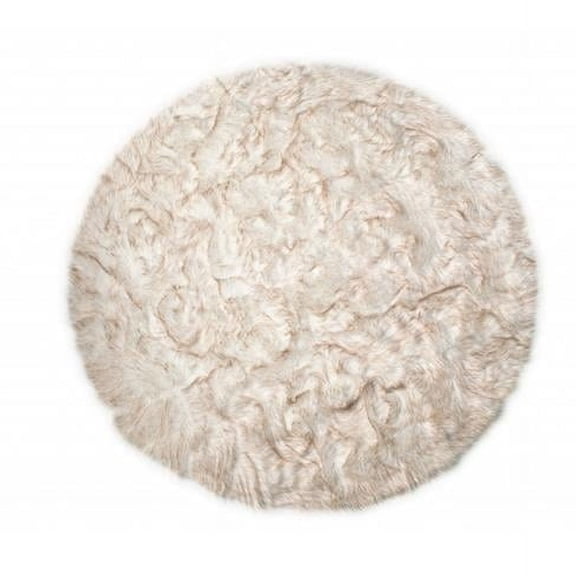 HomeRoots 6 x 6 ft. Ombre Tan Faux Fur Washable Non Skid Round Area Rug - GRADIENT TAN - 6' X 6'