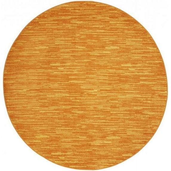 HomeRoots 6 x 6 ft. Sunburst Non Skid Indoor & Outdoor Round Area Rug - Orange - 6 x 6 ft.