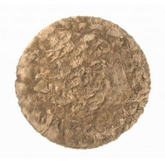 HomeRoots 6 x 6 ft. Tan Faux Fur Washable Non Skid Round Area Rug - TAN - 6' X 6'