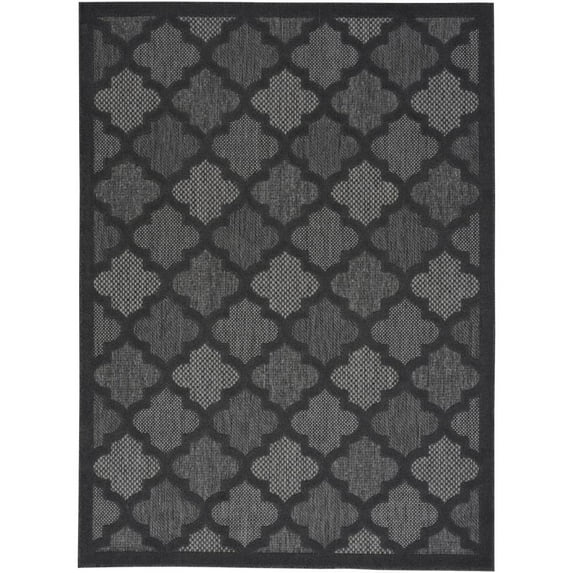 6' x 9' Black Geometric Flatweave Area Rug