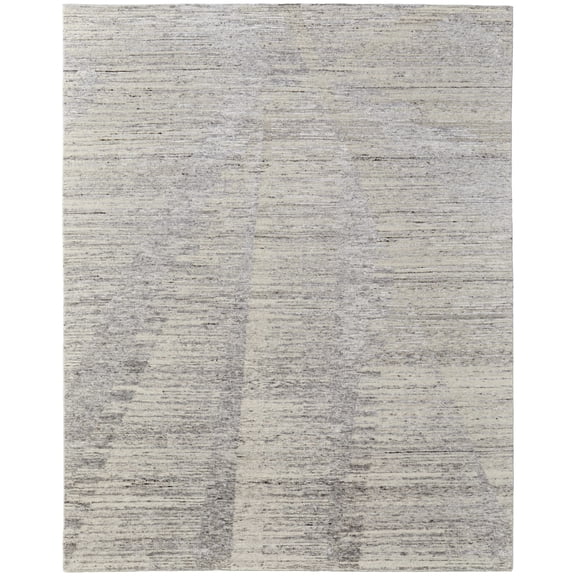 HomeRoots 566667 6 x 9 ft. Abstract Hand Knotted Worn Faded Rectangle Area Rug, Ivory & Gray
