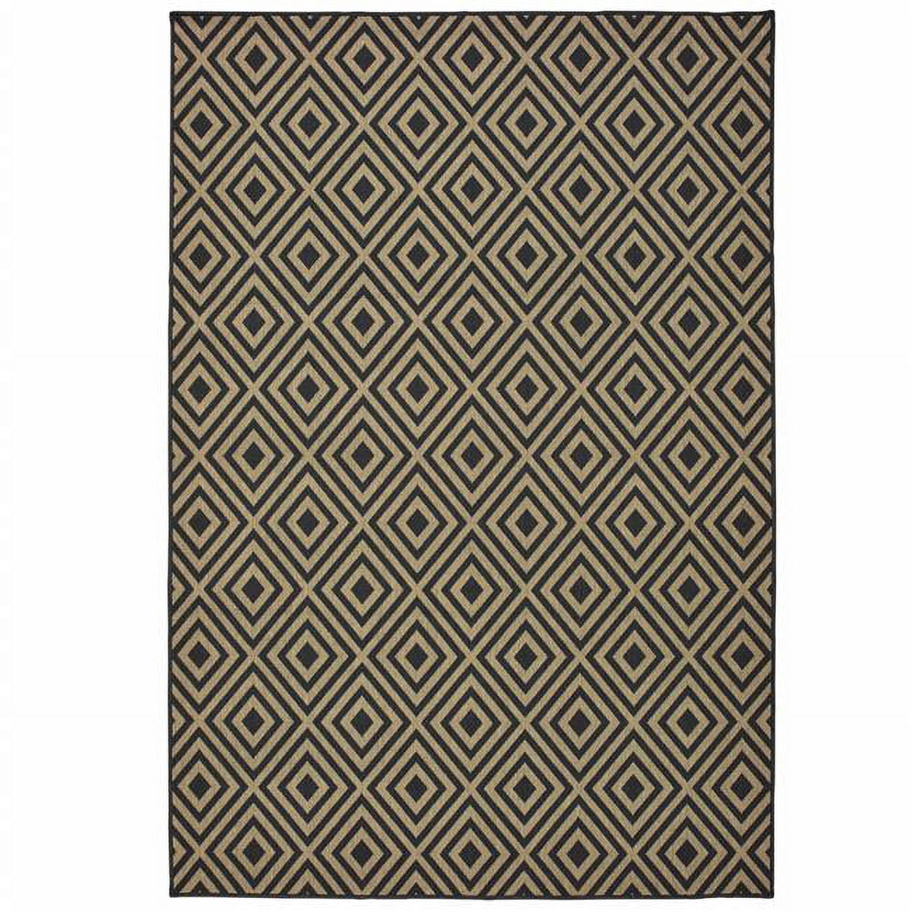 HomeRoots 6 x 9 ft. Black Geometric Stain Resistant Indoor & Outdoor ...