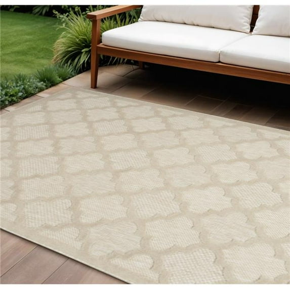 HomeRoots 545231 6 x 9 ft. Cream & Beige Trellis Indoor & Outdoor Rectangle Area Rug