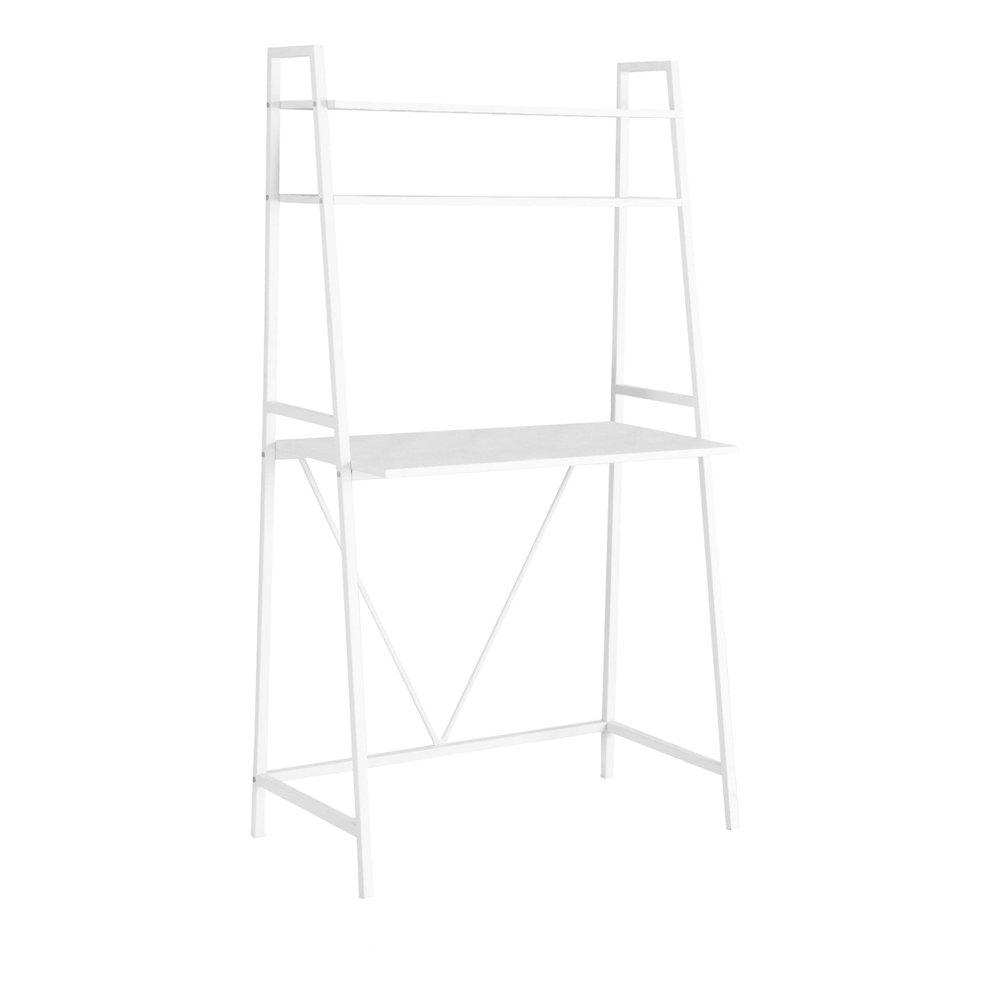 White Metal and MDF 60.25" Tall Computer Desk