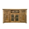 thumbnail image 1 of 60" Brown Solid Wood Cabinet Enclosed Storage Distressed TV Stand, 1 of 8