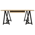 thumbnail image 1 of 60" Ivory And Black Oak Solid Wood Executive Desk, 1 of 3