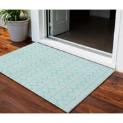 HomeRoots 601608 3 x 5 ft. Aqua & Beige Ogee Washable Indoor & Outdoor Rectangle Area Rug