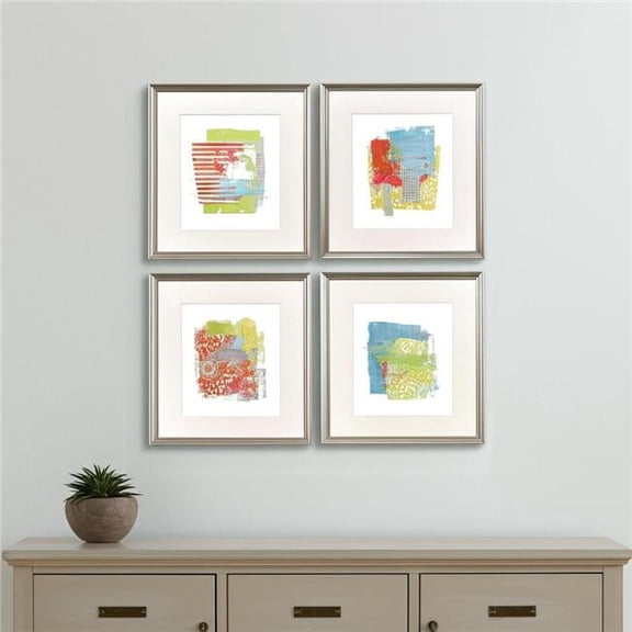 HomeRoots 606706 Modern Abstract Silver Framed Wall Art, Set of 4