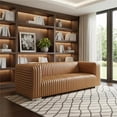 thumbnail image 1 of HomeRoots 607332 83 in. Brown Leather Solid Wood Sofa, 1 of 1