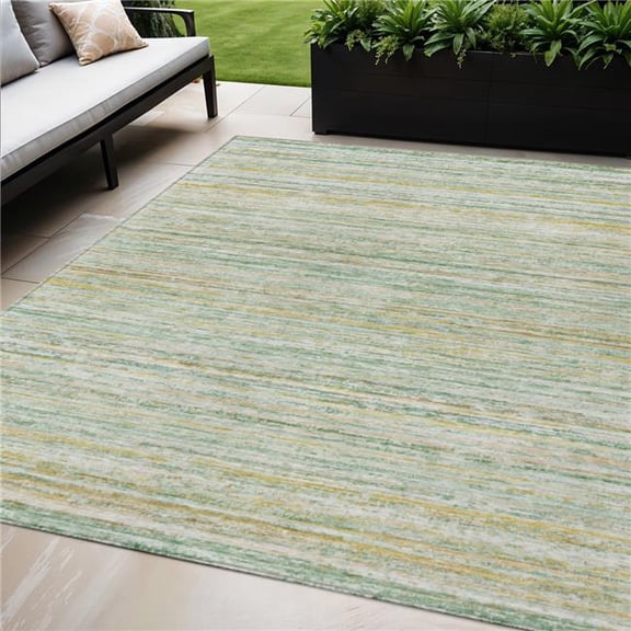 HomeRoots 607963 5 x 8 ft. Mint Green Striped Washable Indoor & Outdoor Rectangle Area Rug