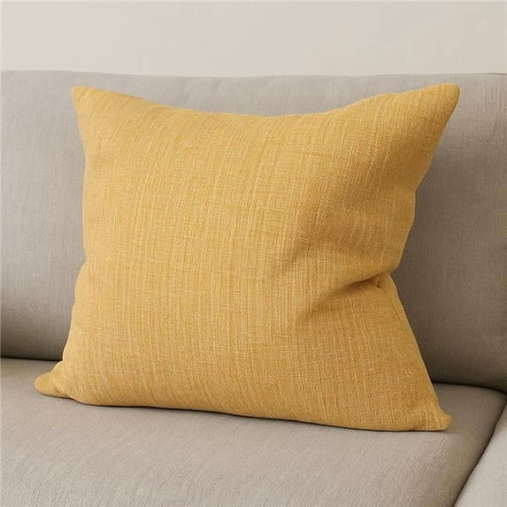 HomeRoots 608217 22 in. Mustard Linen Throw Pillow Cover with Texture