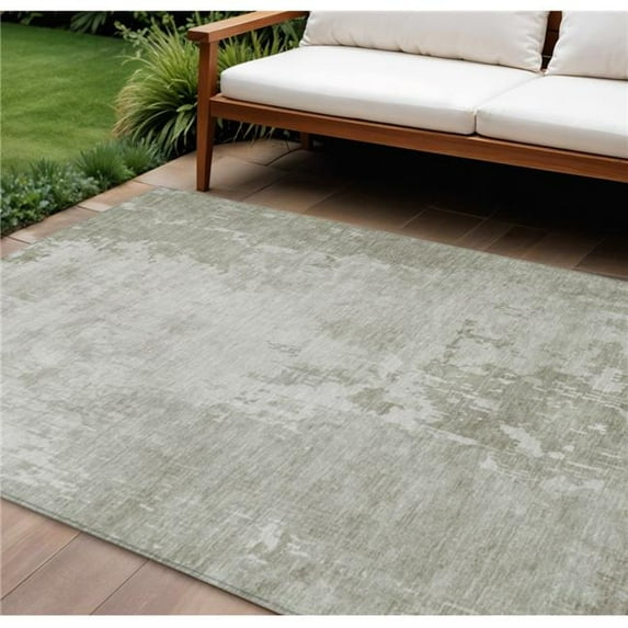HomeRoots 608242 9 x 12 ft. Linen Abstract Washable Indoor & Outdoor Rectangle Area Rug