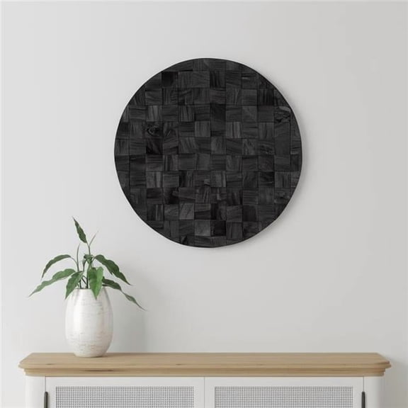 HomeRoots 608656 24 x 24 in. Into the Abyss II Dark Brown Geometric Wood Circle Hanging Dimensional Sculpture