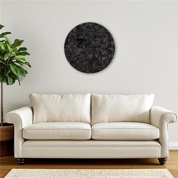 HomeRoots 608658 32 x 32 in. Into the Abyss II Black Geometric Wood Circle Hanging Dimensional Sculpture